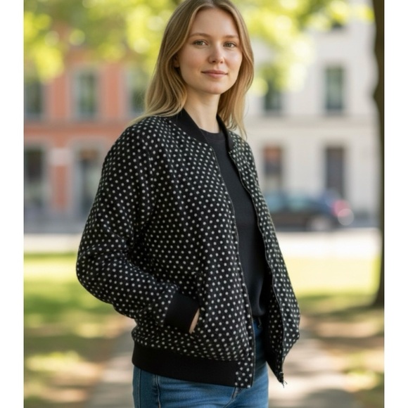 MICHAEL Michael Kors Jackets & Blazers - MICHAEL MICHAEL KORS Black White Polka Dot Bomber Jacket